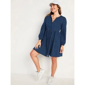 🍓 Old Navy Long-Sleeve Fit and Flare Jean Mini Dress
